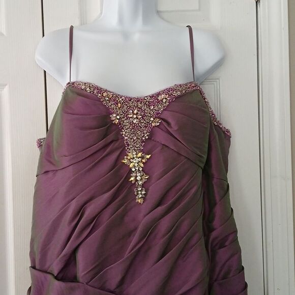 Maggie Sottero Flirt Purple beaded Pageant Prom Dress Sz 18 EUC - Picture 4 of 11